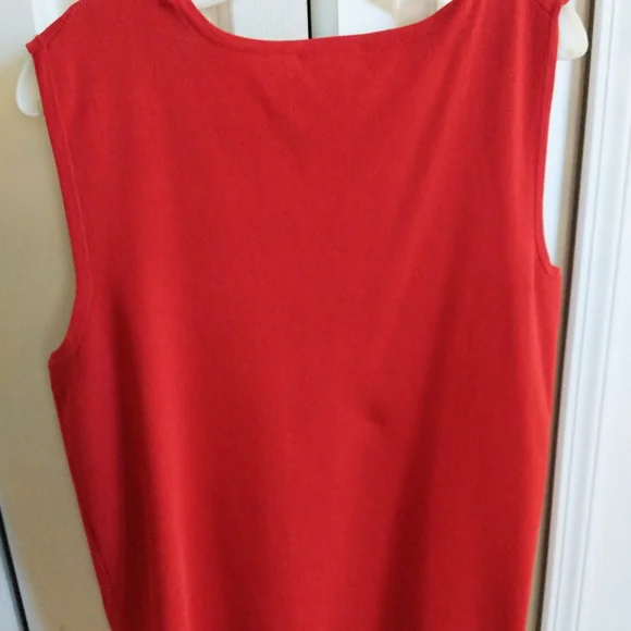 Cable & Gauge Top Red Beaded  Keyhole Sequin Trim Sleeveless Women size 1X - Picture 10 of 15